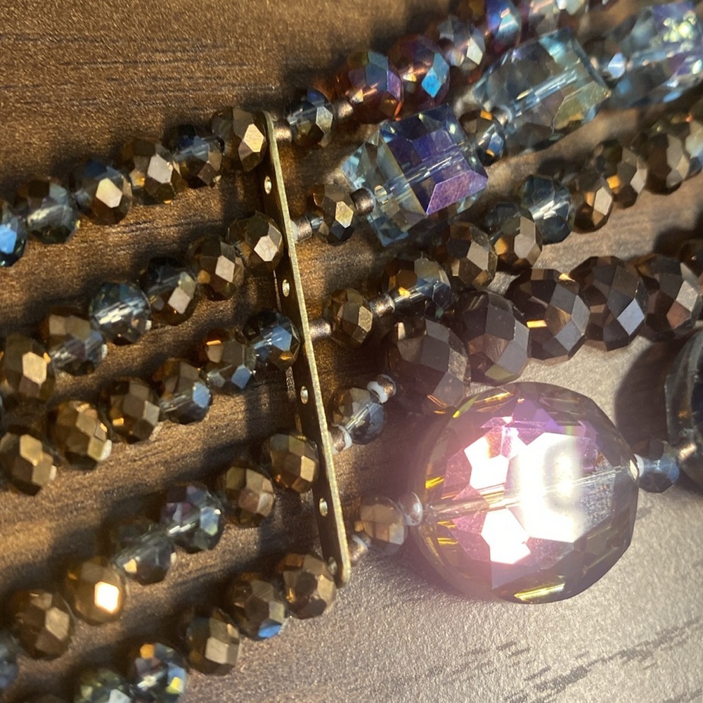 Hand‎ Crafted Multi-Layer Smokey Purple Glass Bead Necklace - Picture 6 of 6